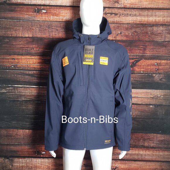 Ariat Other - Ariat Mens Large Tall 10041629 Rebar Stretch Softshell Logo Jacket Navy